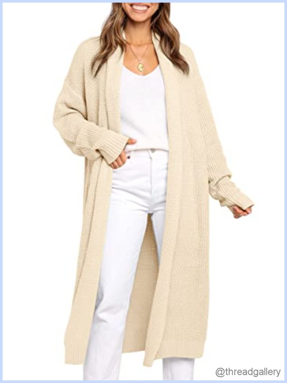 Long Cardigan Sweater Women Open Front Ribbed Knit Oversized Coat